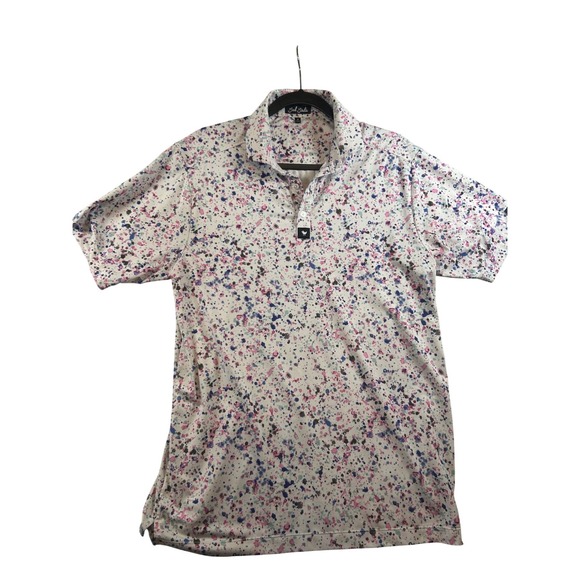Bad Birdie Other - Bad Birdie Mens Golf Polo Shirt Splatter Print Short Sleeve Button Up Size M